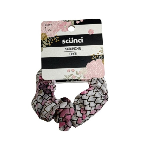 Scunci Pink Geometric Scrunchie Ponytail Holder - Picture 1 of 3